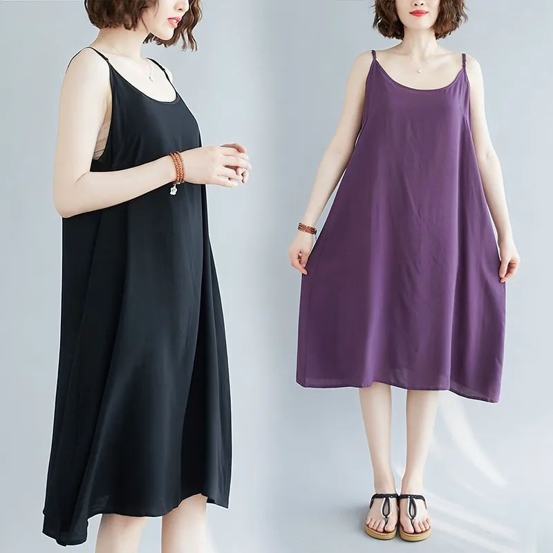 Женское Повседневное платье на бретельках свободное разноцветное средней длины