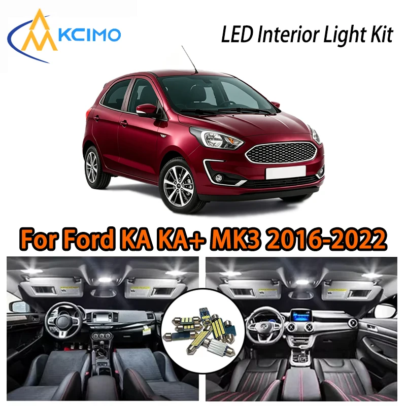 Фото Комплект светодиодных внутренних светильников для Ford KA KA+ MK3 2016-2022, простая установка, суперяркое освещение салона автомобиля №1