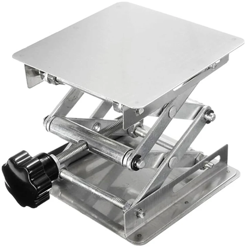 Heavy Duty Laboratory Scissor Jack Lift Table, Stainless Steel, Plate 100x100mm, Height 150mm, Lab Jack Scissor Stand Platform