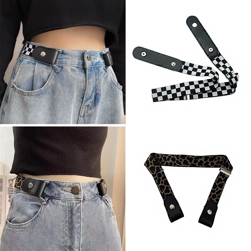 

Women Invisible Belt Simple Designer Pu Leather Seamless Adjustable Belts Female Jeans Trouser Without Button Non-porous Belts
