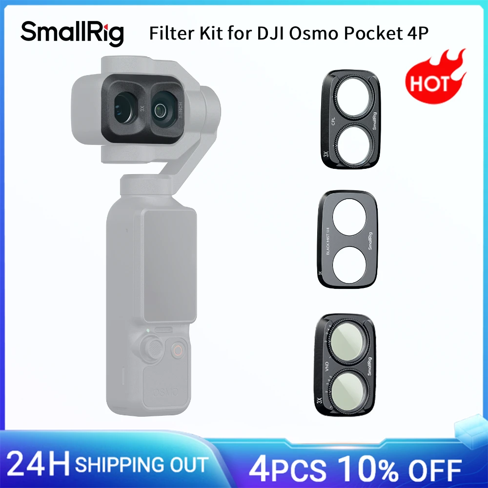 Фото Комплект фильтров SmallRig для DJI Osmo Pocket 4P с CPL-фильтром 1/4, черным диффузионным фильтром / VND1-5, многослойное стеклянное покрытие -6649 №1