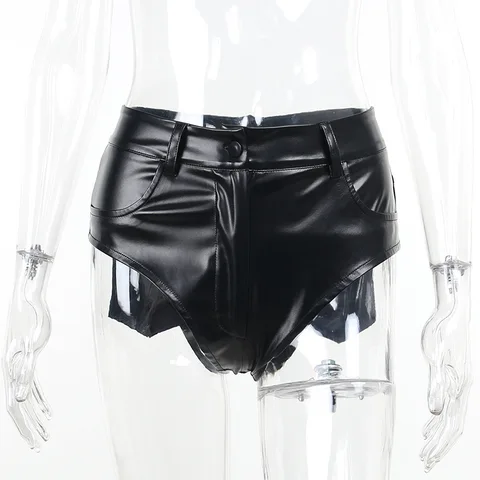 Женские сексуальные уличные супер короткие брюки из черной искусственной кожи на весну и лето