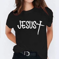 summer comfortable cotton christian tee shirt funny jesus letter short sleeve womens fashion t shirt casual blouse