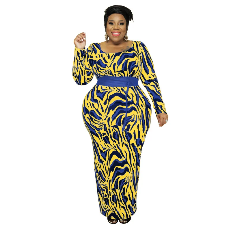 Plus Size Women Dresses 2023 Fashion Leopard Print Slim Elegant Dresses Casual Commute Large Size Long Sleeve Dress For Female