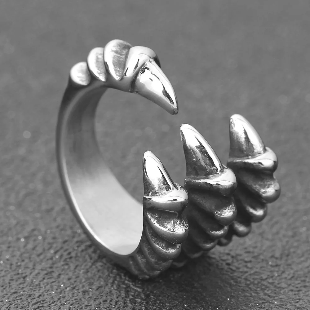 

Men's Titanium Steel Retro Eagle Dragon Claw Ring Fashion Temperament Neutral Punk Accessories Party Domineering Jewelry