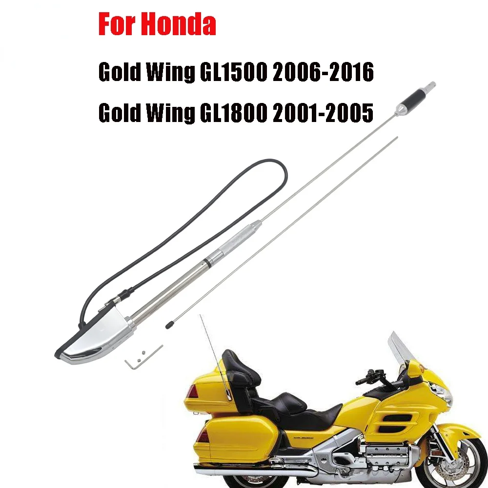 For Honda Glodwing GL1800 GL1500 GL1800P GL1800HPNA Audio Comfort Navi GL1800A 2001-2014 Glod wing Motorcycle Chrome Antenna Kit