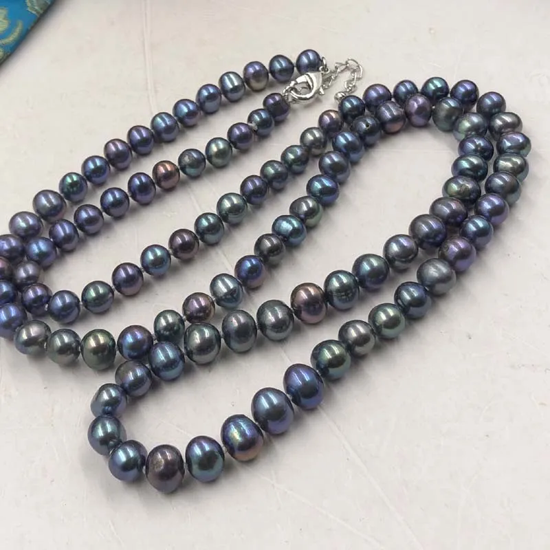

ELEISPL JEWELRY 100CM 7-8MM Black Cultured Freshwater Pearl Necklace #22000485-16