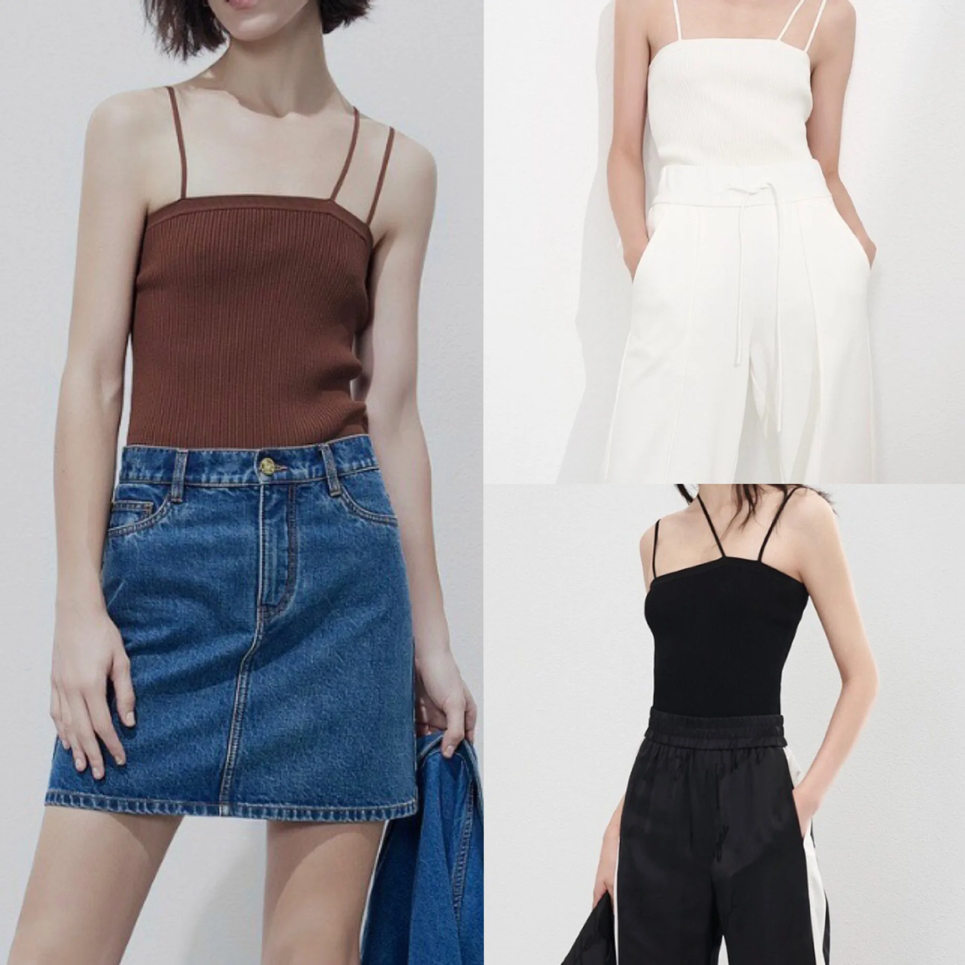 

Stretch Women's Knit Camisole Solid Color 2023 Fashion Sleeveless Ladies Off-shoulder Sling Tops Knitwear