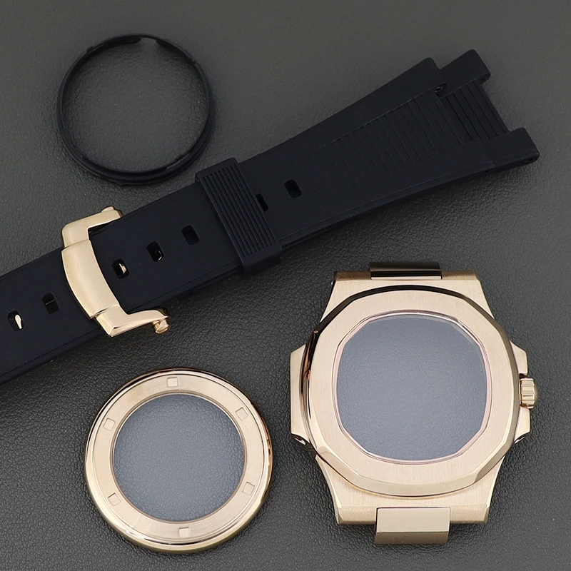 Корпуса для часов Ms. розовое золото 40 мм резиновый ремешок Mod Nautilus Seiko NH35A NH36/34/38 4R36