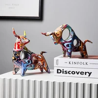 nordic colorful cattle ornament resin statue living room home decoration office decoration miniatures wine cabinet ornaments