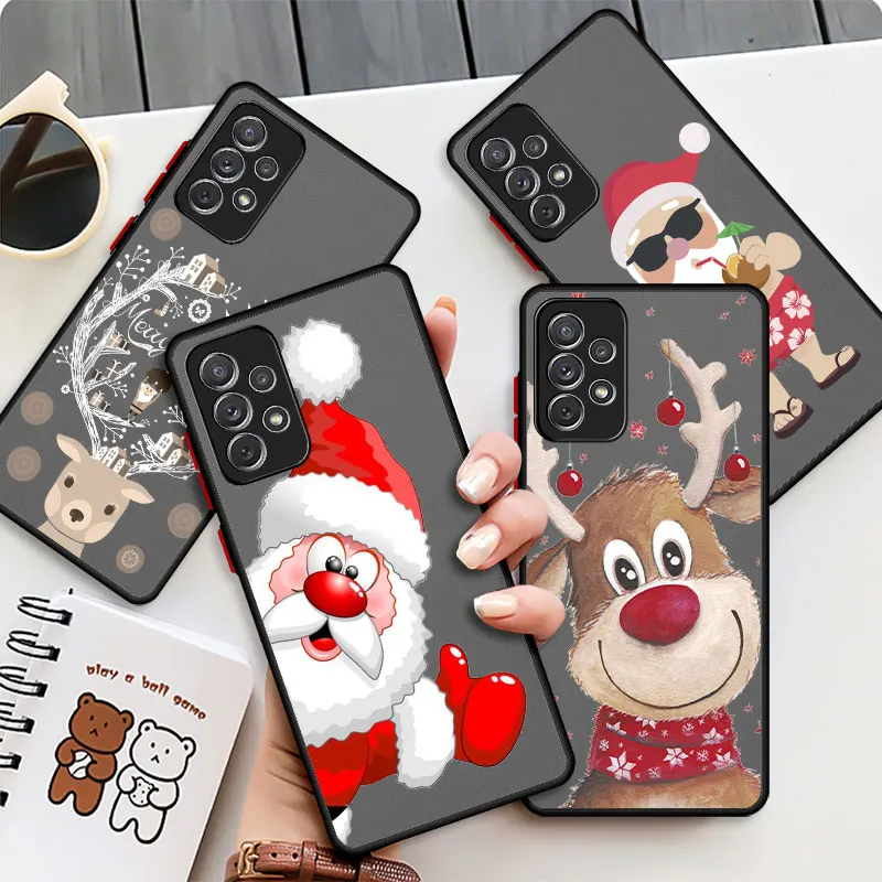 

Santa Claus Deer Phone Case for Samsung Galaxy A12 A22 5G A41 A71 A13 A33 A53 A73 A72 A21s A32 A11 A52 A23 4G Merry Christmas