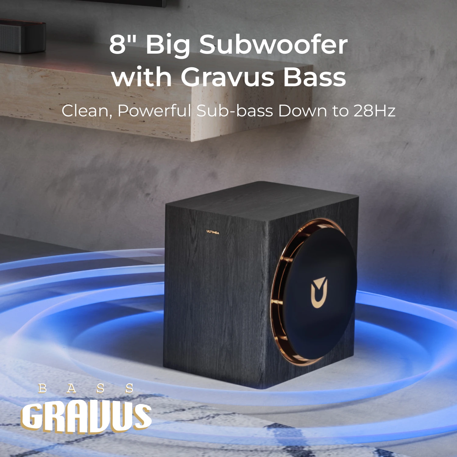 Фото Саундбар ULTIMEA 760W 5.1.4ch с Dolby Atmos, система объемного звучания для телевизора с 8-дюймовым сабвуфером и 2 беспроводными тыловыми колонками №3