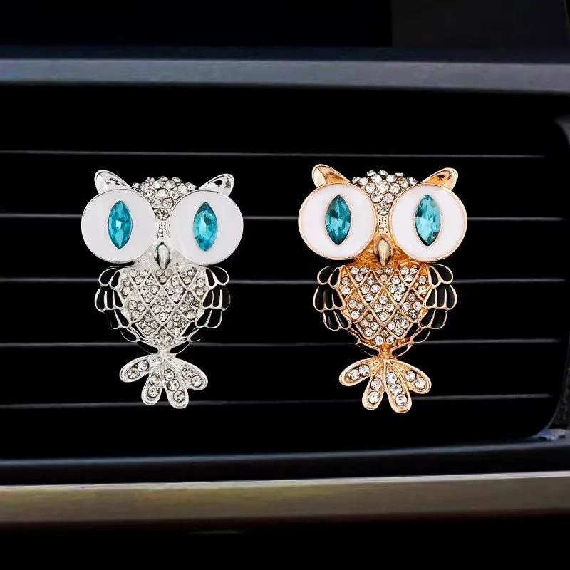 

Owl car air outlet perfume creative car air conditioning air outlet aromatherapy clip balm inset diamond interior accessories