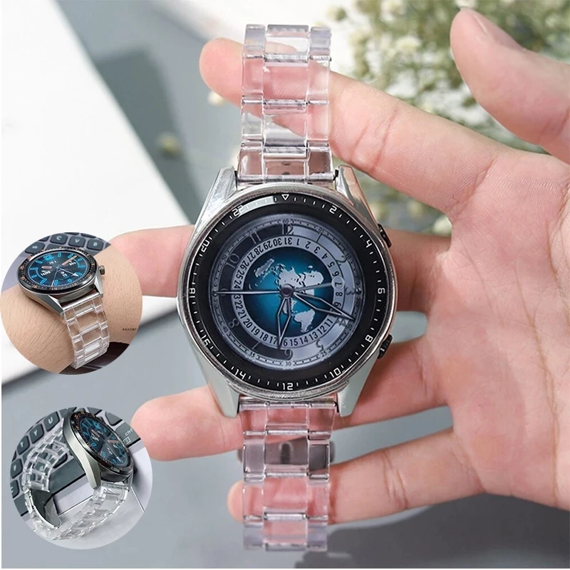

Fashion Transparent Glacier Watchband for Huawei Watch GT Strap 20 22mm Watch Strap for Samsung Gear S2/Gear S3 Classic/Frontier