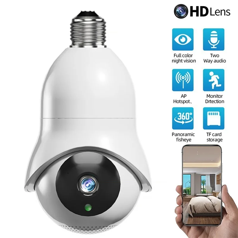 

E27 Bulb Wifi Camera HD Infrared Night Vision Two Way Talk Baby Monitor Auto Tracking 390eyes APP For Home Security IP Camera
