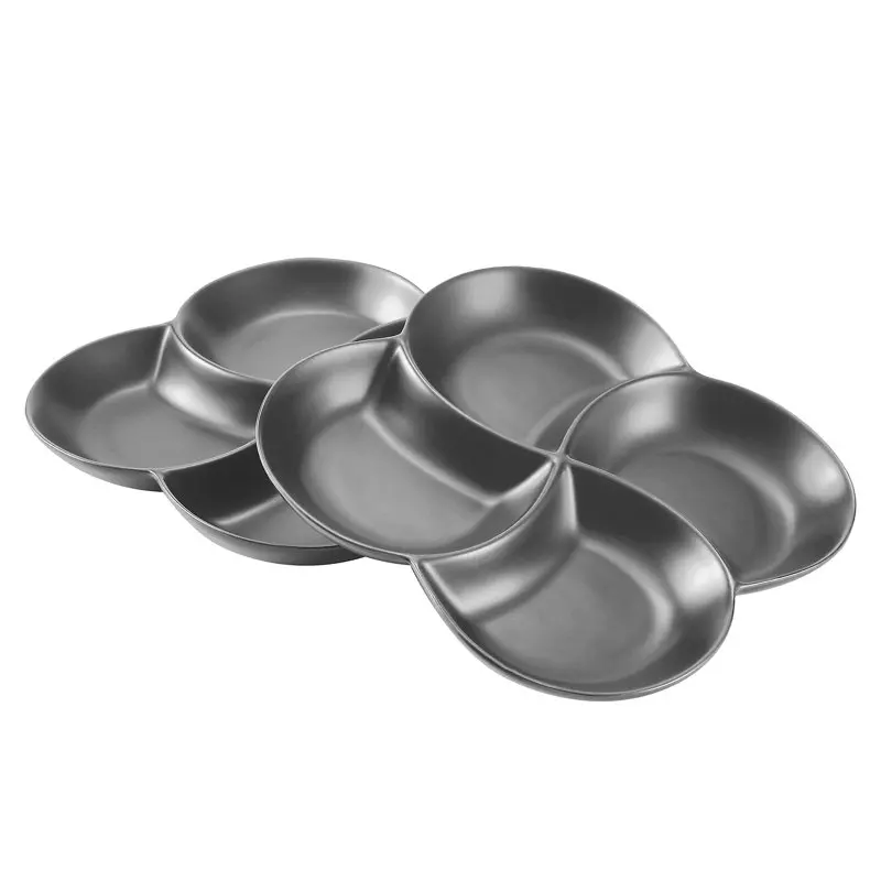 

Bowls Delightful, Modern Set Of 2 Decorative Ceramic Appetizer 4-Compartment Serving Bowls, Perfect For Parties, Up To 10 Inch.