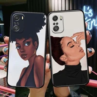 african black girl phone case for xiaomi redmi 11 lite pro ultra 10 9 8 mix 4 fold 10t black cover silicone back prett