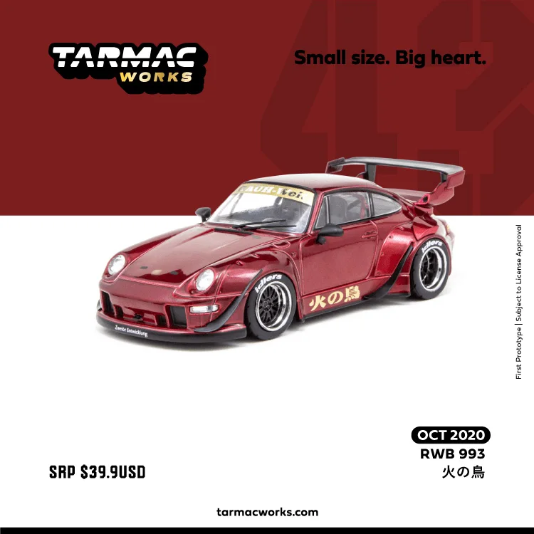 

Tarmac works TW alloy car 1:43 Porsche wide body 911 modified RWB 993 Firebird painting car model