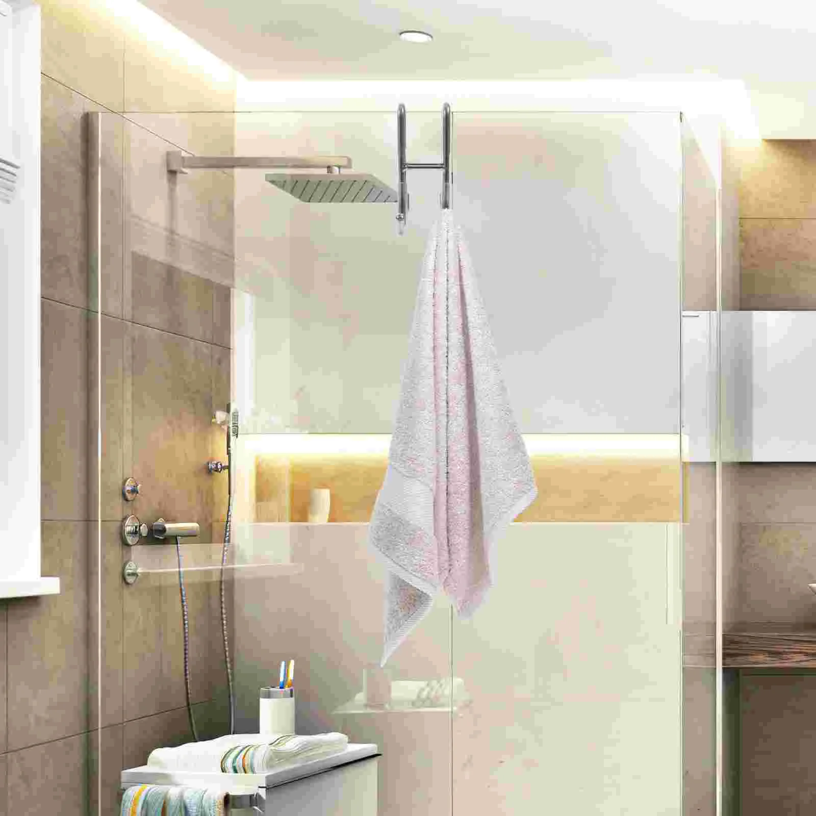 

Hook Shower Door Hanger Towel Over Kitchen Bathroom Robe Cupboard Frameless Holder Bath Clothes Shaver Metal Loofah Cabinet