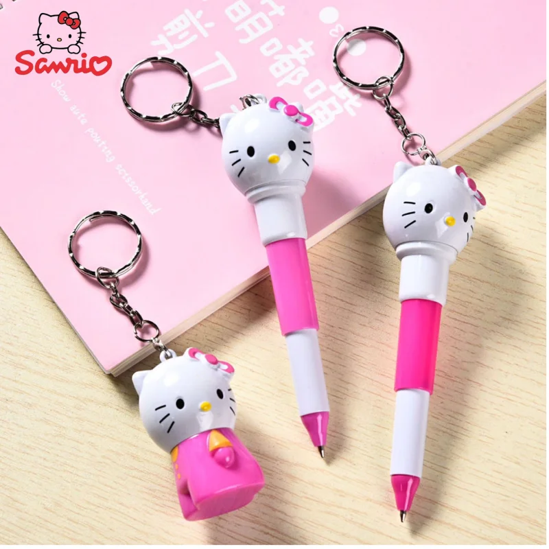 

Sanrio Anime Peripheral Cartoon Kawaii Cute Hello Kitty Keychain Pen Shape Ballpoint Pen Creative Retractable Pen Gift Wholesale