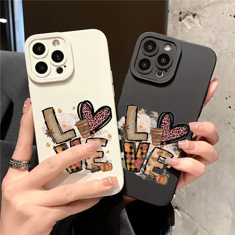 

Funny Cute Cartoon Graffiti Love Hearts Letter Phone Case For iPhone XS XR X 13 12 11 14 Pro Max 7 8 Plus SE2 Soft Silicon Cover