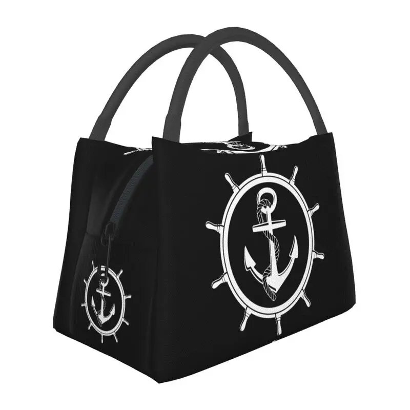 

Nautical Anchor Thermal Insulated Lunch Bags Women Marine Resuable Lunch Tote for Work Travel Multifunction Meal Food Box