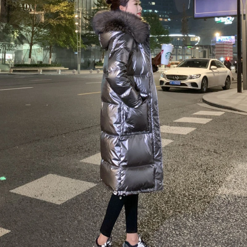Women's Winter Coat Parka Large Fur Collar Shiny Padded Jacket Jacket Warmth Free Shipping Wholesale Plus Size Loose Fashion New