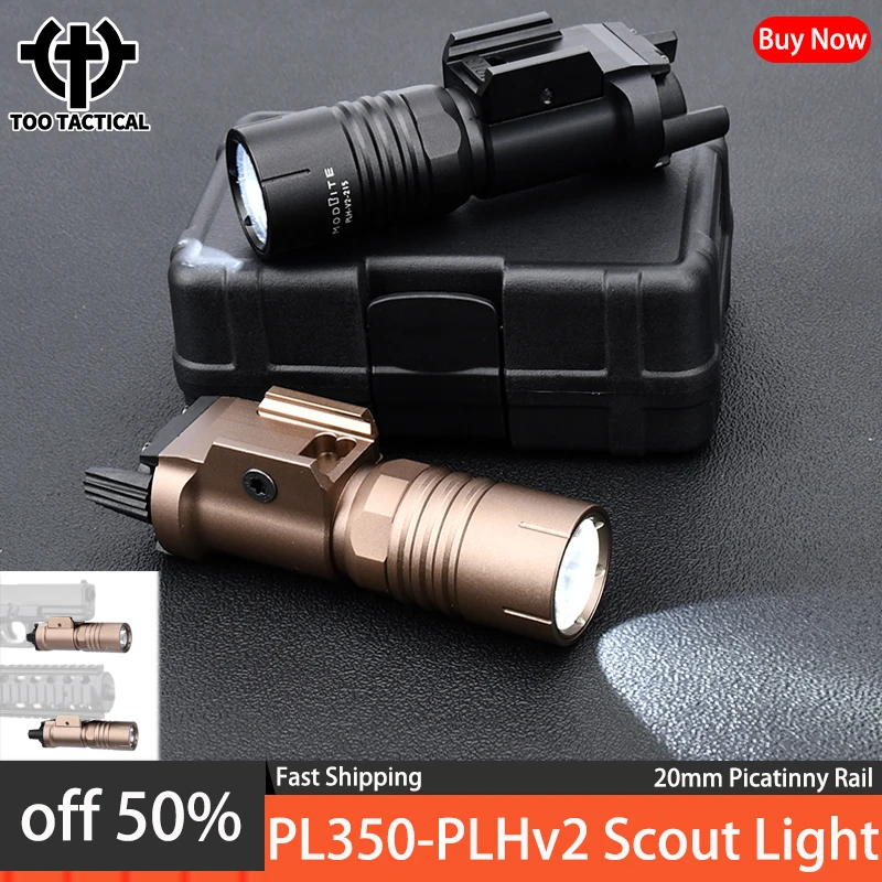 PL350-PLHv2 Modlit Pistol Light Airsoft Hunting Spotlight Tactical PLHv2 Flashlight Constantly on LED White Light 20MM Picatinny