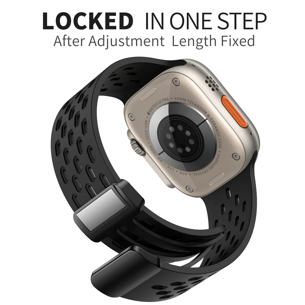 Фото Ремешок магнитный для Apple watch ultra 2, силиконовый браслет для iWatch Series 9 7 8 se 6 5 3, 49 мм 44 мм 45 мм 40 мм 41 мм 42 38 45 мм №3