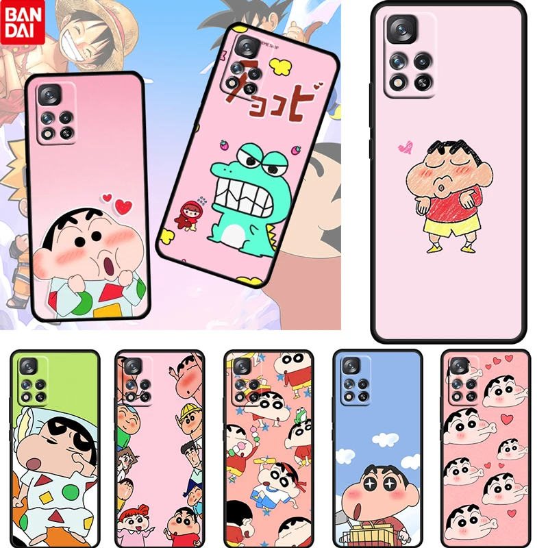 

Crayon Shin-chan Cartoon For Xiaomi Redmi Note 11 10 11T 10S 9 9S 8 7 5G Soft Silicone Black Phone Case Cover Fundas Coque