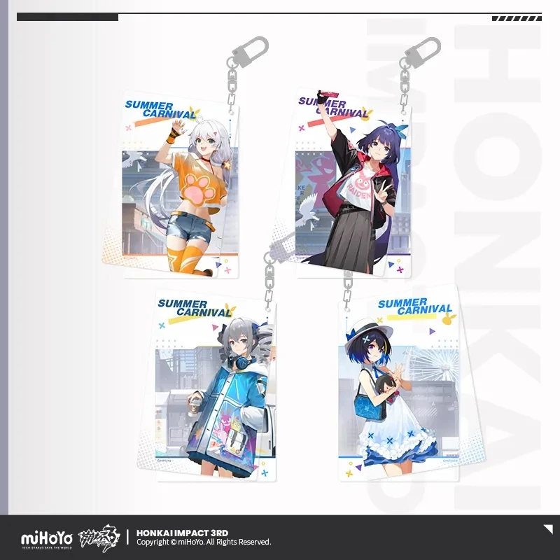 

[Genuine] Anime Game Honkai Impact 3rd Cosplay Kiana Bronya Seele Mei Summer Carnival Series Acrylic Pendant Group Photo Card
