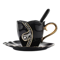 creative european style diamond ceramic coffee cups and saucers set luxury classic couples afternoon tea breakfast milk tea cups