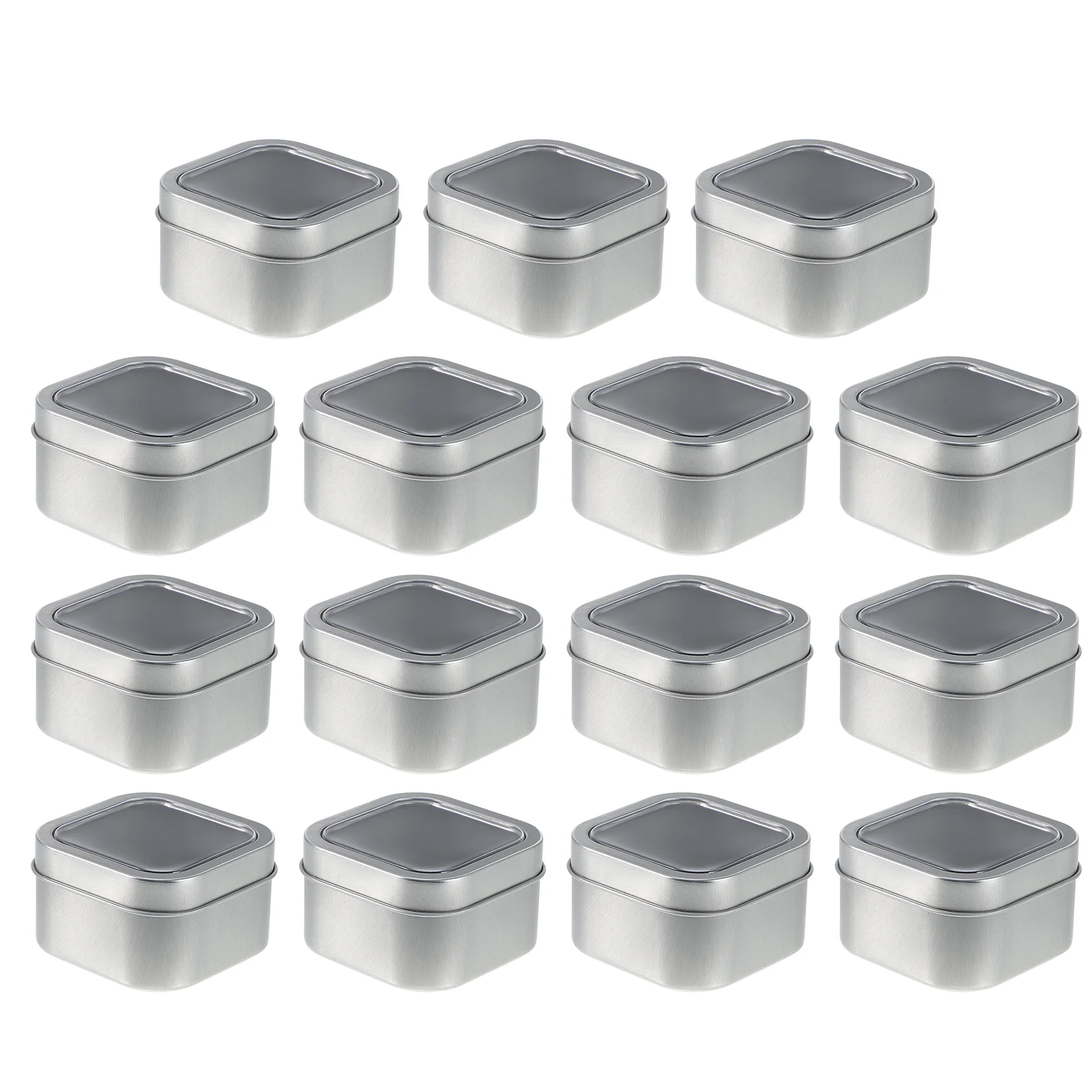 

15 Pcs Christmas Candy Tinplate Box 4 Oz Tins Storage Tank 6.7X6.7X4CM Metal Window Lids Silver Pvc Square Cosmetics