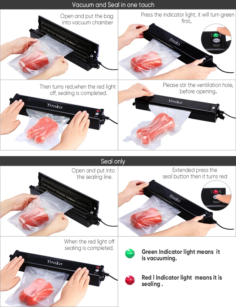 Вакуумный упаковщик Портативный компактный вакуумный Ymiko для вакуумной и