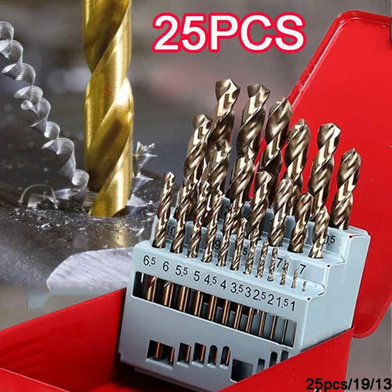 

13/19/25 шт., набор сверл из нержавеющей стали и металла