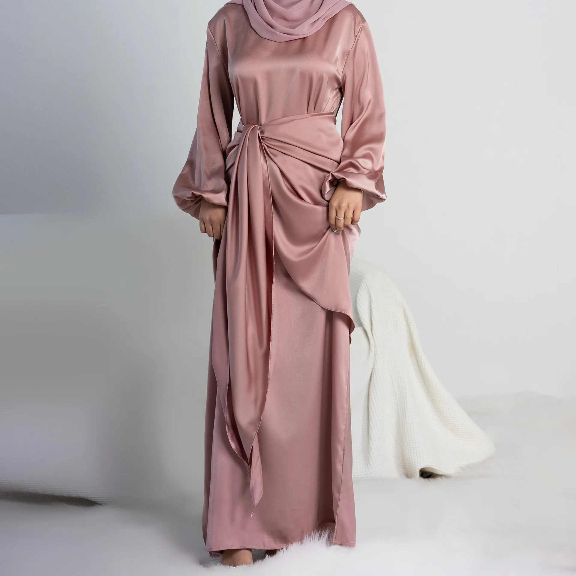 2023 Dubai Turkish Robe Feminine Two-piece Set Modest Dress Caftan Marocain Abaya Femme Muslim Sets Abayas for Women