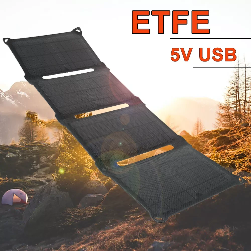 

2023NEW ETFE solar panel foldable portable solar charger 5v usb for power station cell phone power bank camping outdoor power wa