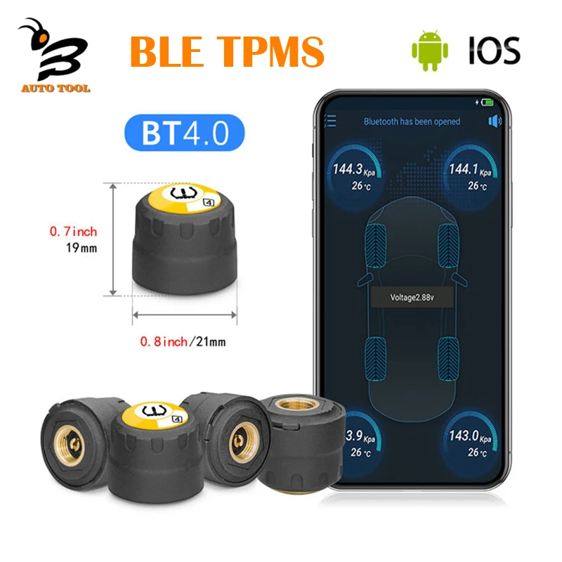 

Android IOS BLE TPMS Car Tire Pressure Sensor for Car Motorcycle BT 4.0 External Alarm Tyre Monitor Tool Waterproof Universal