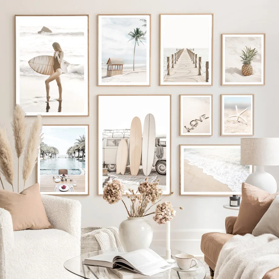 

Beach Woman Car Chalet Pineapple Starfish Wall Art Canvas Painting Nordic Posters And Prints Wall Pictures For Living Room Decor