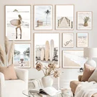 Настенная Картина на холсте с изображением женщины, пляжа, автомобиля, дома, ананаса, морской звезды, скандинавские плакаты и принты, настенные картины для декора гостиной