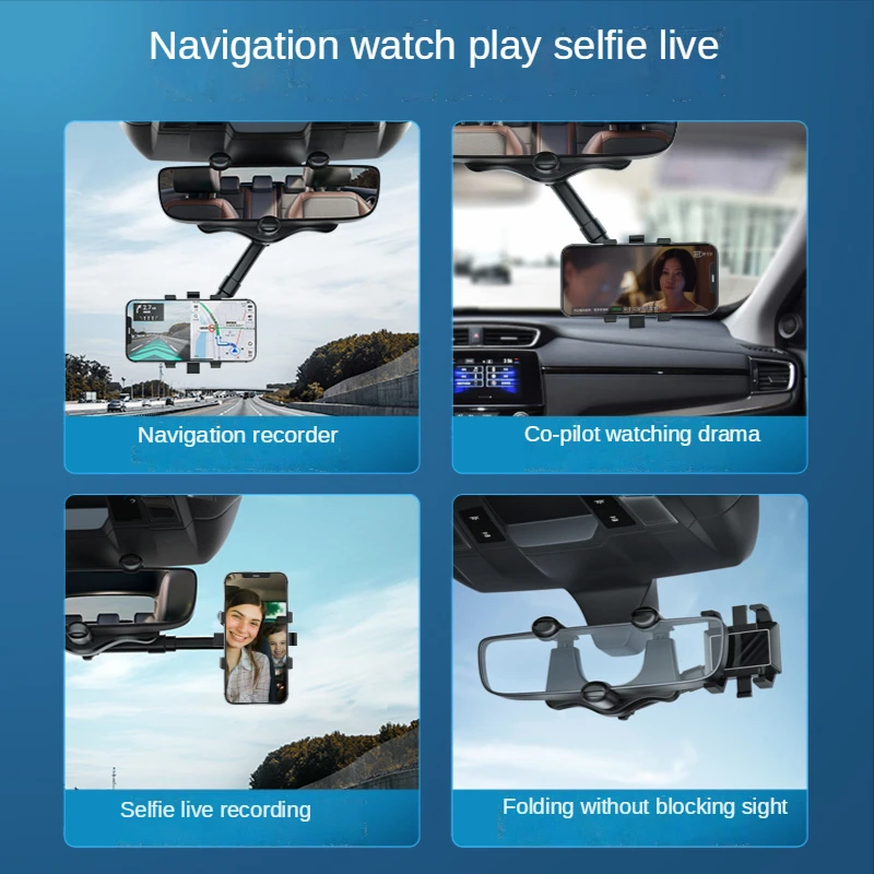 universal rotatable and retractable car rearview mirror mount stand holder stand cradle for cell phone gps car rear view mirror free global shipping