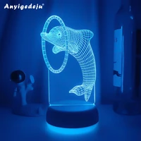 new remotetouch control 3d led night light fashion dolphin pattern color change led table lamp kids xmas gift home decoration