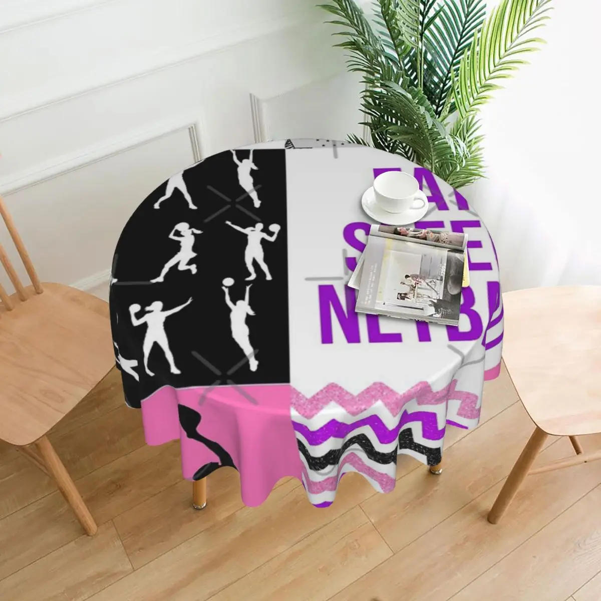 

Водонепроницаемая скатерть Netball диаметром 152 см, фиолетовая, в форме узора, 60 дюймов, для дома и улицы