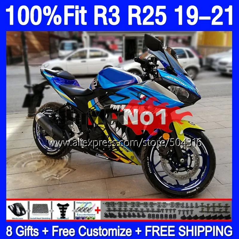 

Injection For YAMAHA YZF-R3 YZFR25 YZF-R25 R 3 25 168MC.191 YZFR3 YZF R3 R25 19 20 21 22 2019 2020 2021 2022 Fairing shark blue