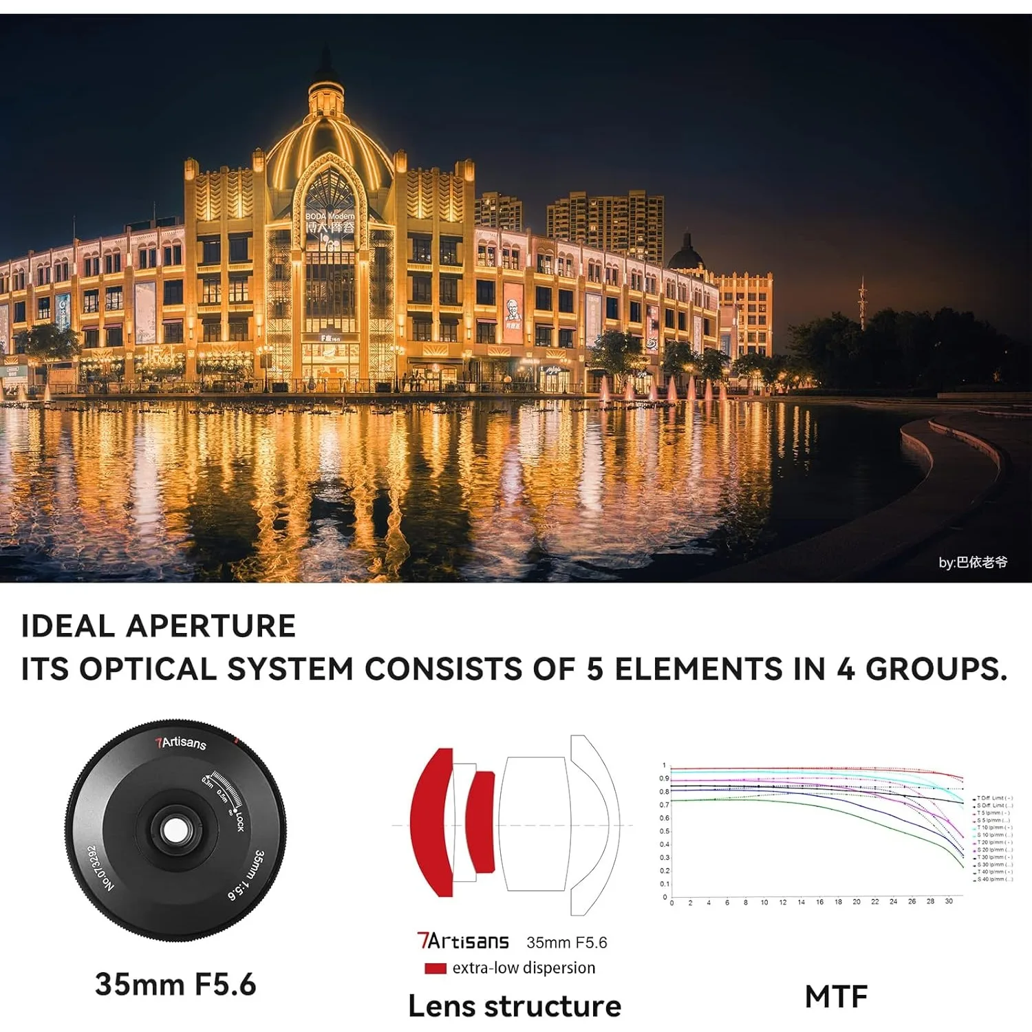 7artisans 35 мм f5.6 Полнокадровый ультратонкий объектив с ручной фокусировкой для