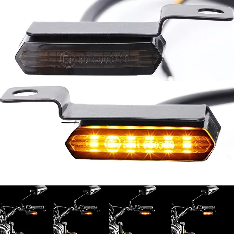 

2Pcs Motorcycle Led Turn Signals Handlebar Light Amber Signal Lamp Sequential Blinker 12V for Harley Davidson Sportster 1200 883