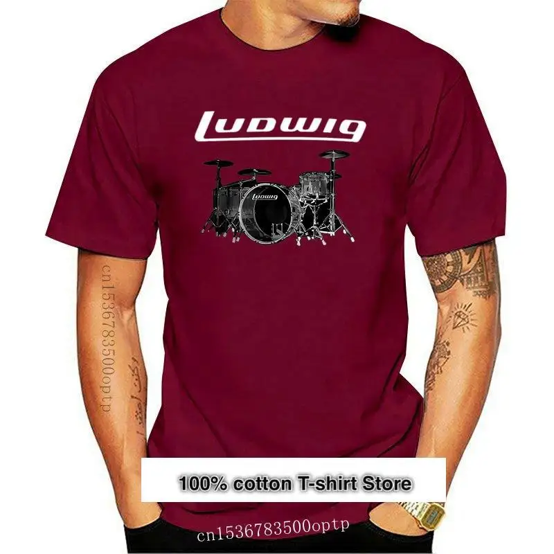 

Camiseta negra para hombre, camisa Popular Ludwig Drumset, tambor de percusión, platillo, 2021