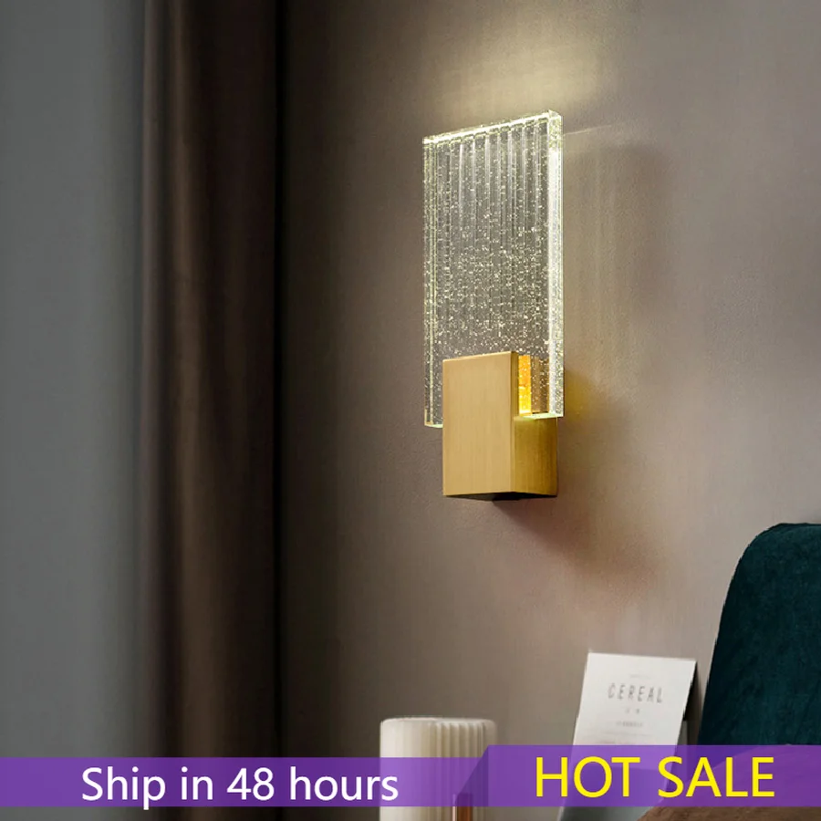 

Современные хрустальные настенные светильники, медное искусственное бра, роскошное освещение для гостиной, столовой, фоновой лампы для спальни, настенная лампа