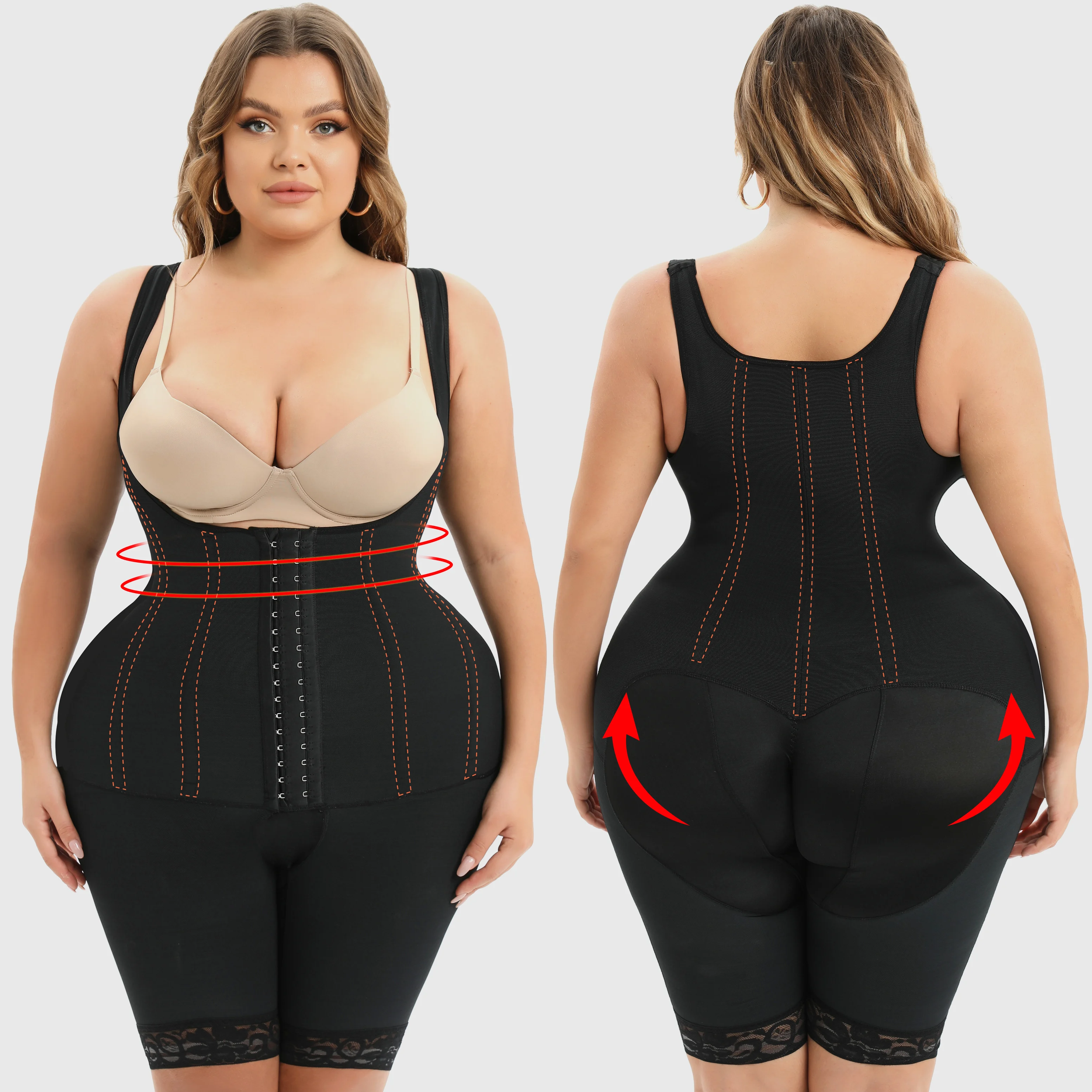 Plus Size Shapewear Corset Faja Colombian Reducing Body Shaper Waist Trainer Women's Binders and Shaper Slimming Flat Belly