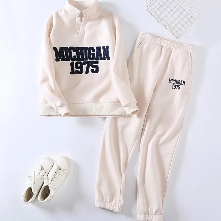 

Свитшот Elmsk, пуловеры, топы, брюки-султанки, женские повседневные комплекты из 2 предметов, уличная винтажная толстовка с надписью и вышивкой...